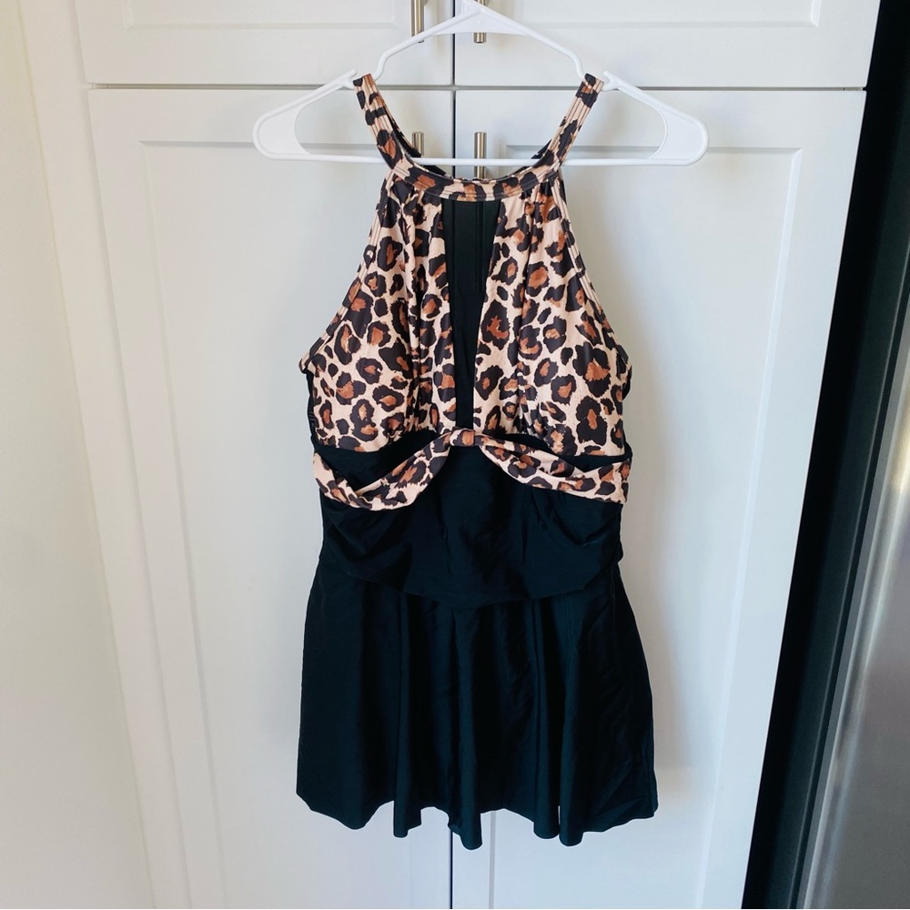 Holipick womens one piece swimsuit dress cheetah leopard XL brand new